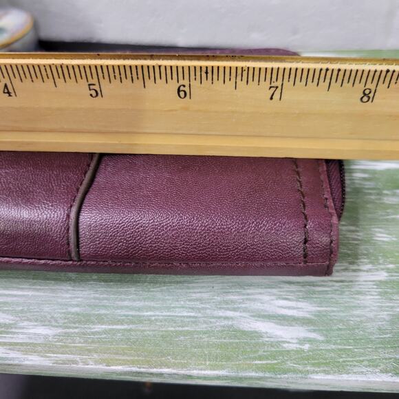 Vtg Relic Brand Est 1992 Zip Around Wallet Clutch Organizer Burgandy - Picture 7 of 9